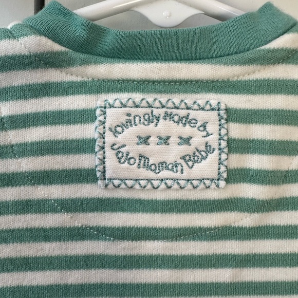 Jojo Maman Bebe Green Stripes Bear Appliqué Footie (Size Newborn) - Picture 4 of 6